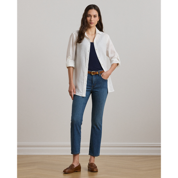 Lauren Ralph Lauren Mid-rise Straight Jean In Ocean Blue Wash Denim