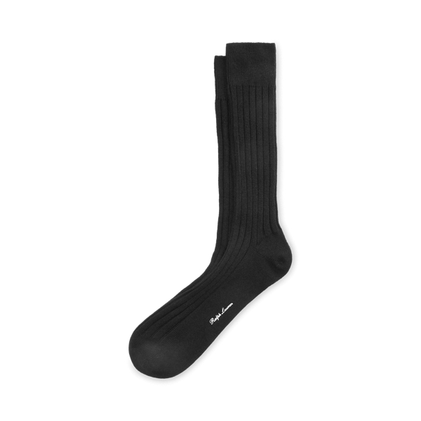 Ralph Lauren Ribbed Cashmere-blend Dress Socks In Black