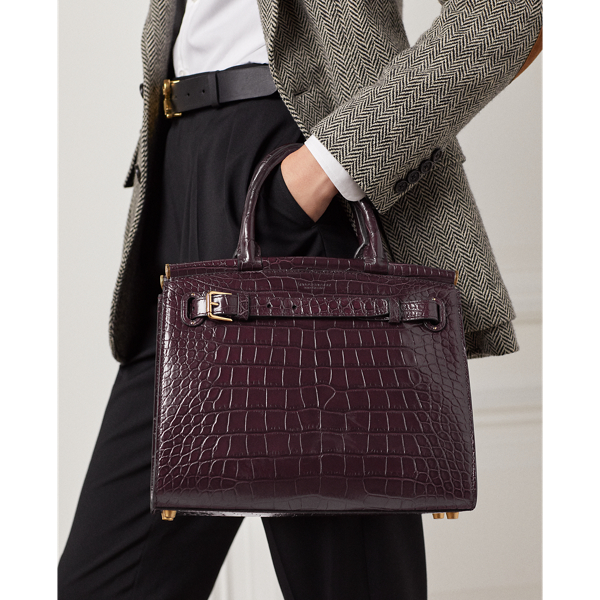 Alligator Tote Bag In Burgundy