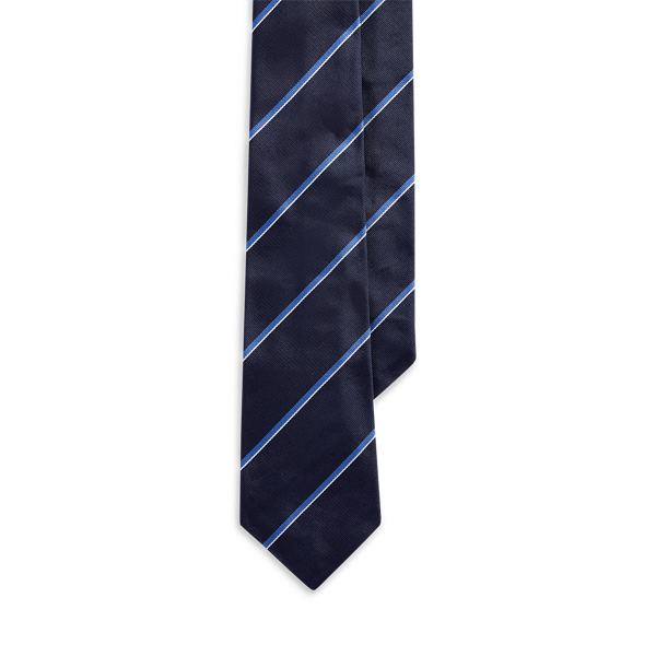 Ralph Lauren Striped Silk Repp Tie In Navy Multi