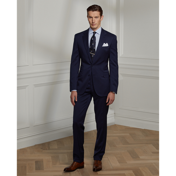 Shop Ralph Lauren Purple Label Gregory Hand-tailored Wool Serge Suit In Blue