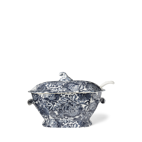 Shop Ralph Lauren Faded Peony Soup Tureen In Indigo