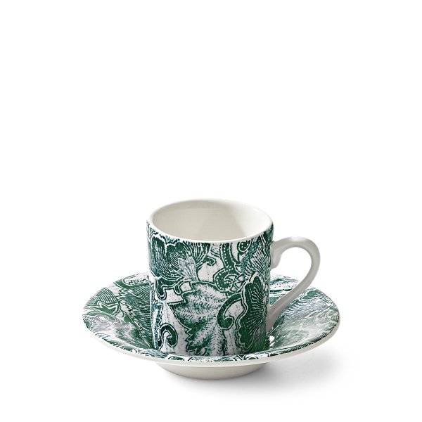 Shop Ralph Lauren Faded Peony Espresso Cup & Saucer In Green