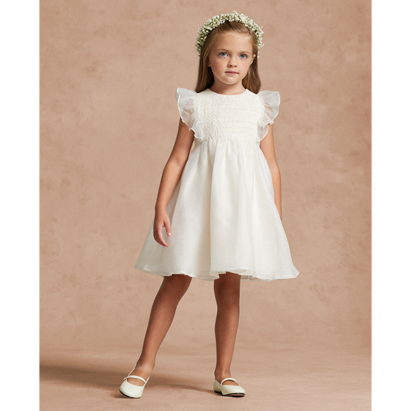 Polo Ralph Lauren Smocked Silk Organza Dress In Nevis