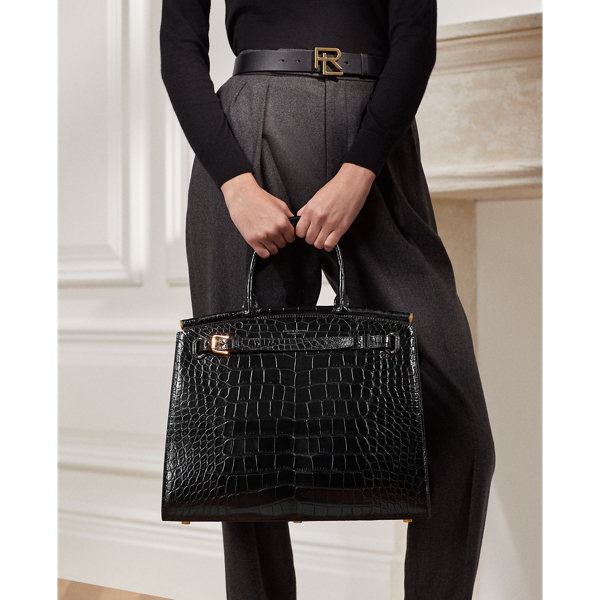 Polo Ralph Lauren Alligator Large Rl50 Handbag In Black | ModeSens