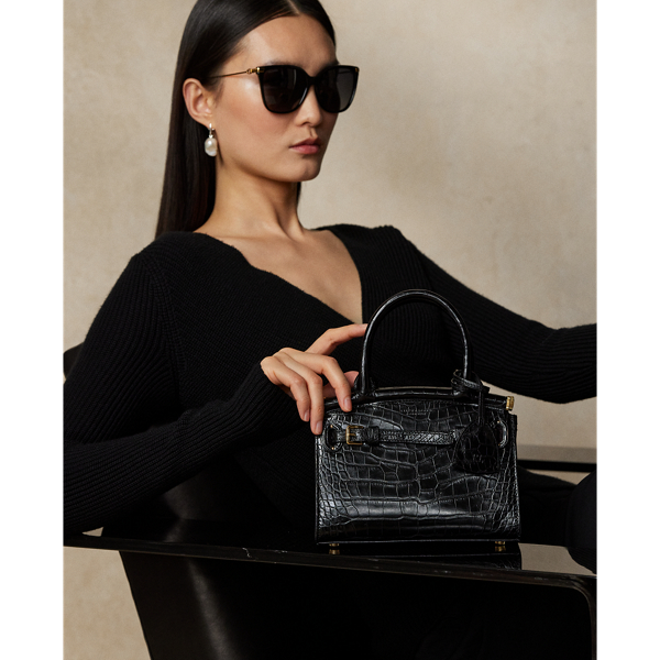 Ralph Lauren Alligator Mini Rl50 Handbag In Black | ModeSens
