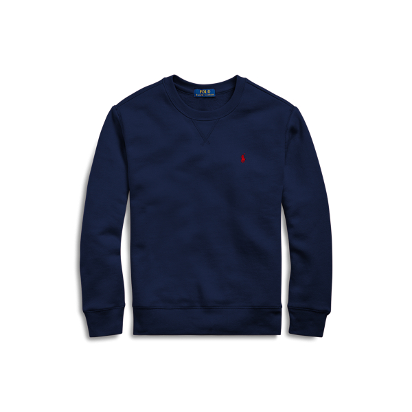 Shop Ralph Lauren Fleece Crewneck Sweatshirt In Blue