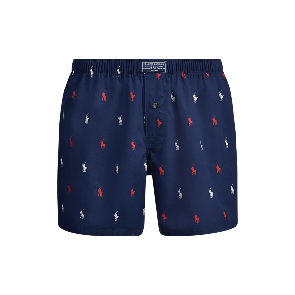 Ralph Lauren Woven Cotton Boxer In Blue