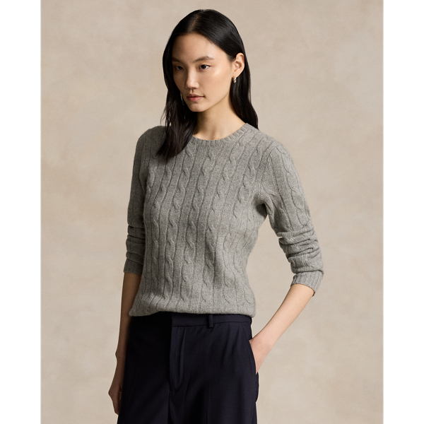 Ralph Lauren Cable-knit Cashmere Sweater In Ba Grey Heather Old