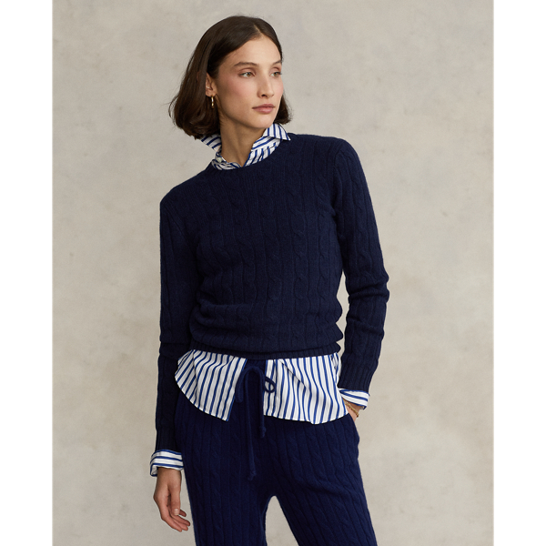 Ralph Lauren Cable-knit Cashmere Sweater In Blue