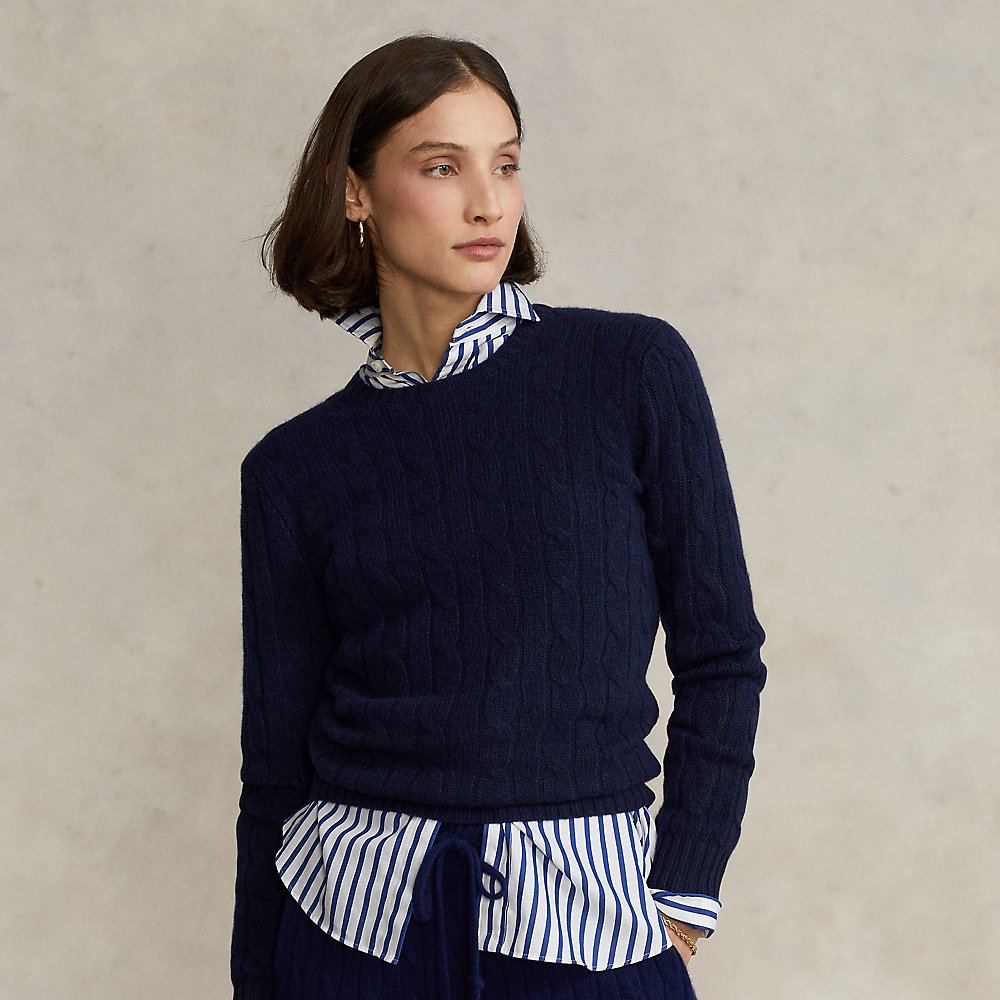 Ralph Lauren Cable-knit Cashmere Sweater In Blue