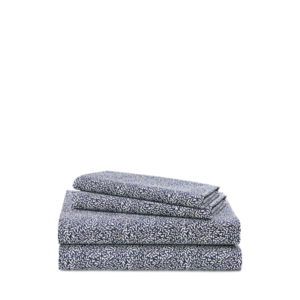 Shop Polo Ralph Lauren Spencer Sateen Leaf Sheet Set In Navy