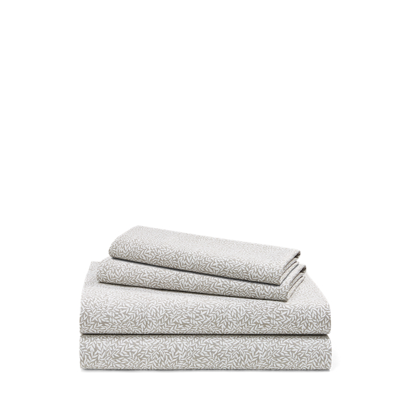 Shop Polo Ralph Lauren Spencer Sateen Leaf Sheet Set In Stone Grey