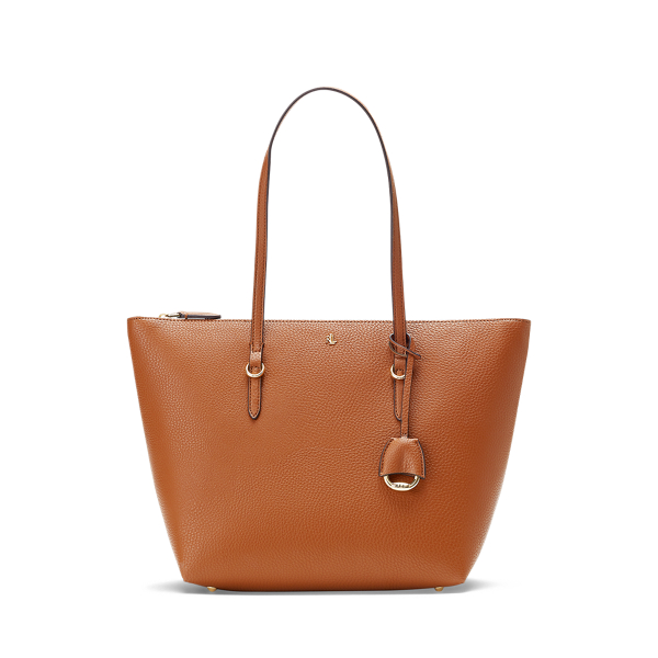 Shop Laurèn Faux-leather Medium Keaton Tote In Tan