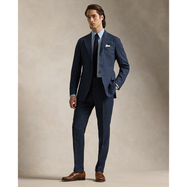 Polo Ralph Lauren Men's Flat-front Linen Trousers In Dark Navy