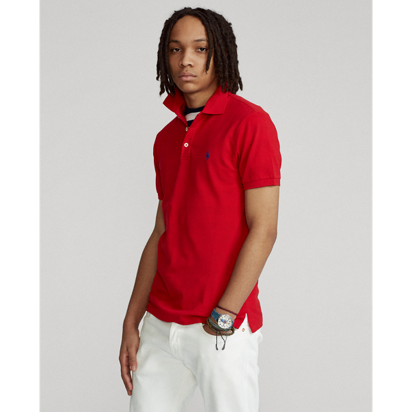 Shop Polo Ralph Lauren Slim Fit Mesh Polo Shirt In Red