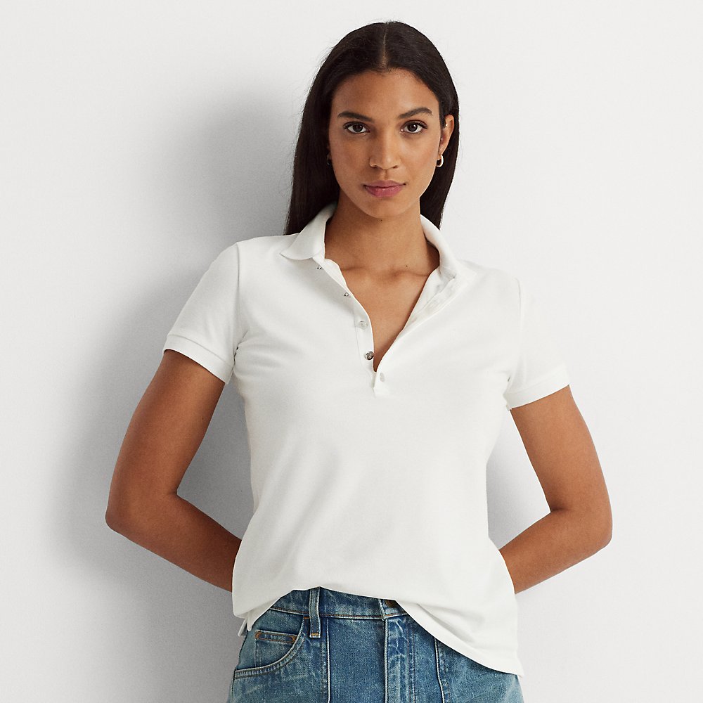 Lauren Ralph Lauren Pique Polo Shirt In White