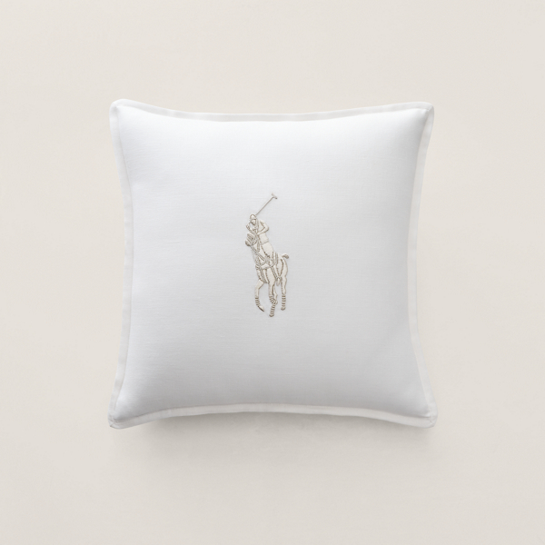 Polo Ralph Lauren Pony Throw Pillow In White And Silver