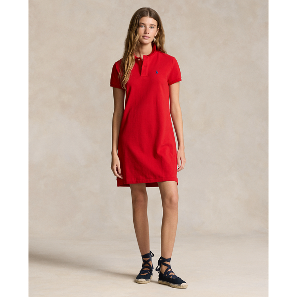 Ralph Lauren Cotton Mesh Polo Dress In Red