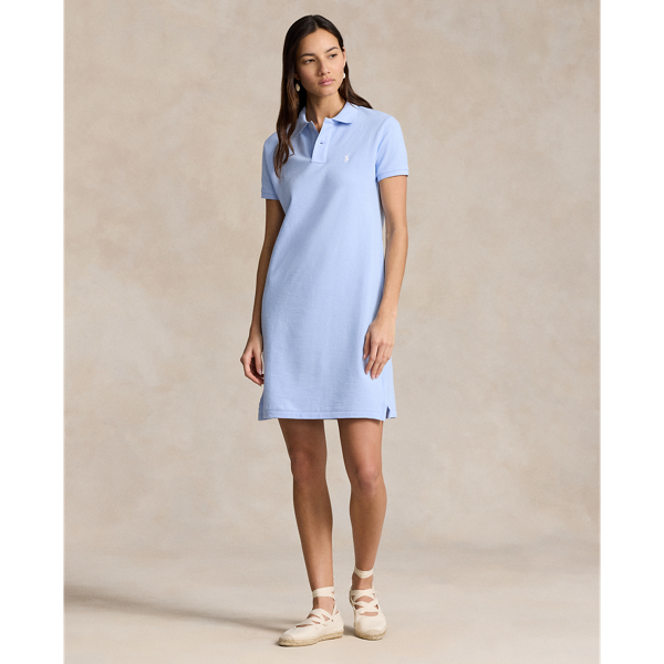 Ralph Lauren Cotton Mesh Polo Dress In Office Blue