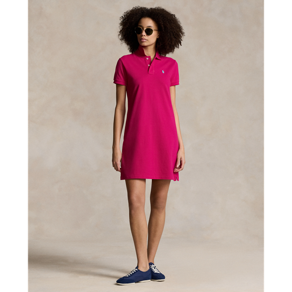 Ralph Lauren Cotton Mesh Polo Dress In Pink Sky