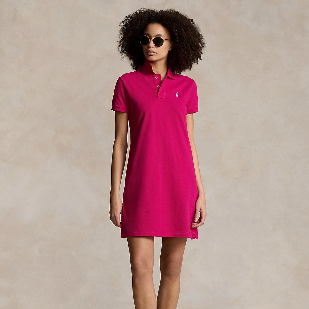Ralph Lauren Cotton Mesh Polo Dress In Pink Sky