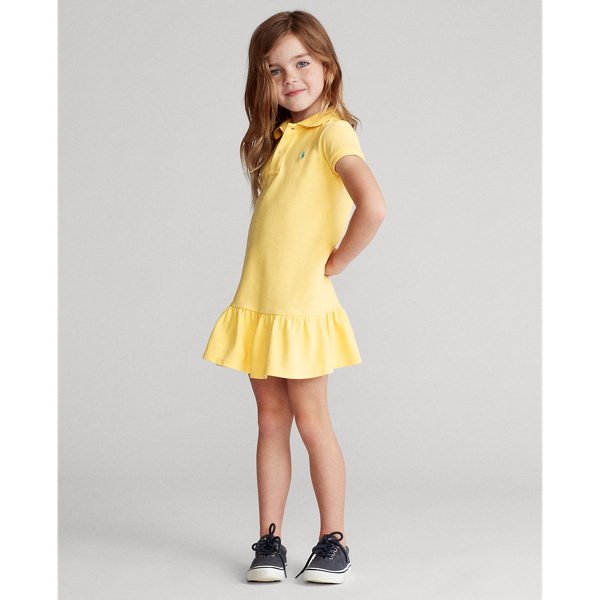 Polo Ralph Lauren Kids' Cotton Mesh Polo Dress In Corn Yellow