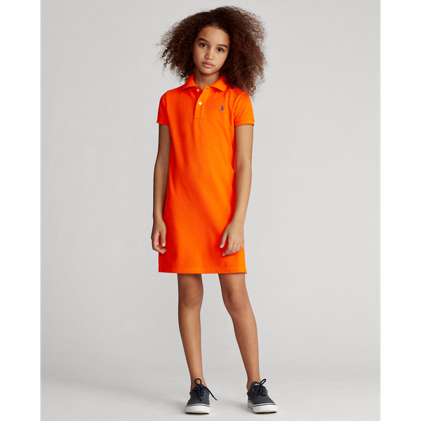 Polo Ralph Lauren Cotton Mesh Polo Dress In Sailing Orange