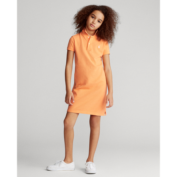 Polo Ralph Lauren Cotton Mesh Polo Dress In Key West Orange