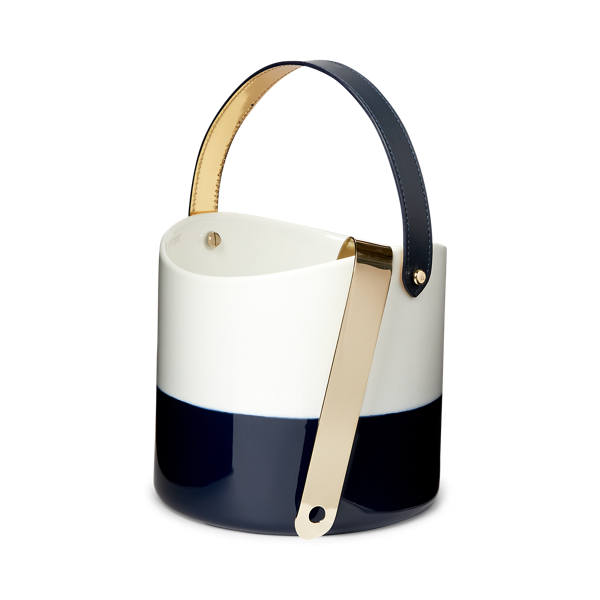 Shop Ralph Lauren Wyatt Porcelain Ice Bucket In Navy And White