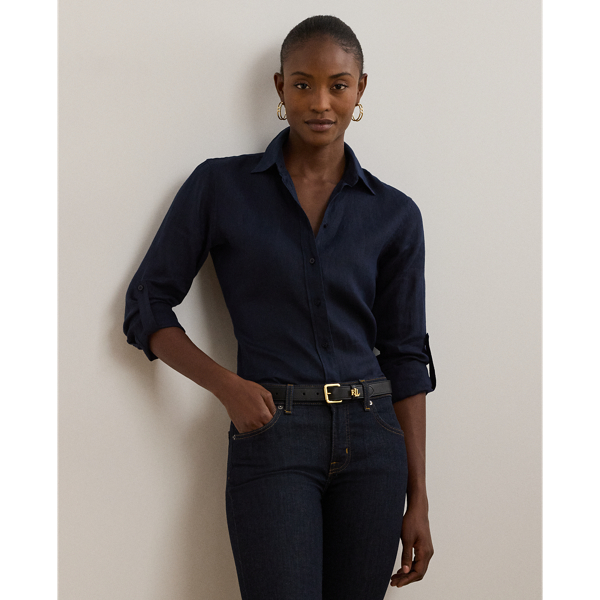 Ralph Lauren Linen Shirt In Lauren Navy