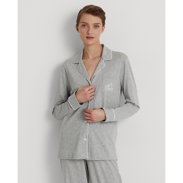 Ralph Lauren Cotton Jersey Pajama Set In Grey