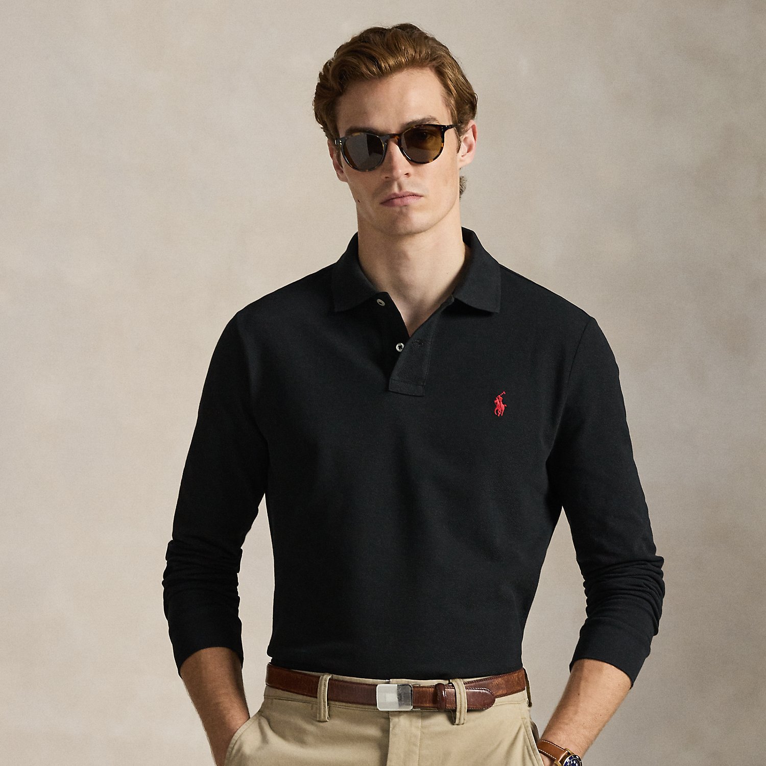 An American style standard since 1972, the Polo shirt has been imitated but never matched. Over the decades, Ralph Lauren Lauren has re-imagined his signature style in a wide array of colours and fits, yet all retain the quality and attention to detail of the iconic original. This trim version is made from our highly breathable cotton mesh, which offers a textured look and a soft feel.