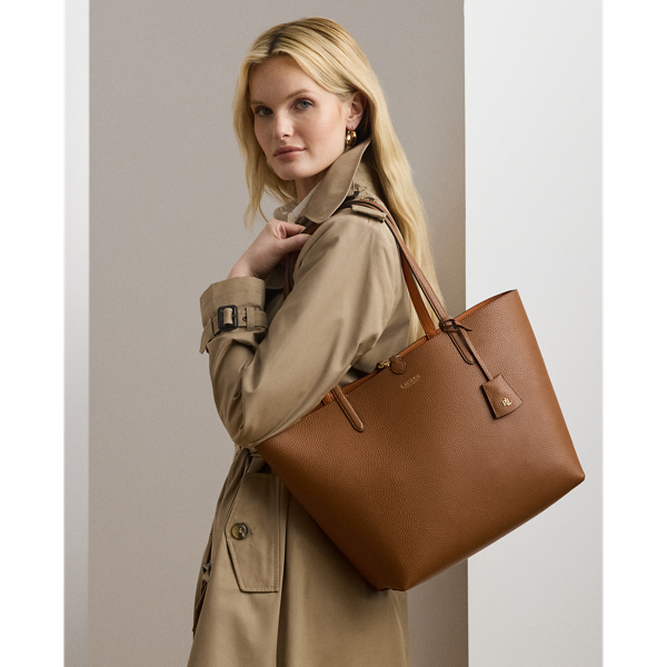 gazon Leesbaarheid Supermarkt Lauren Ralph Lauren Reversible Logo Tote Bag In Lauren Tan/orange | ModeSens