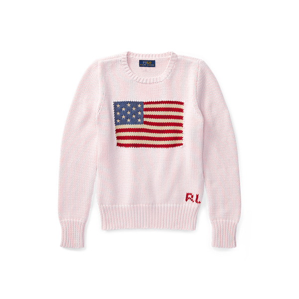 Polo Ralph Lauren Usa Flag Knit Jumper In Acacia Pink