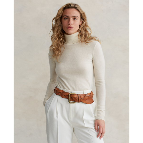 Ralph Lauren Slim Fit Cashmere Turtleneck Sweater In Parchment Cream