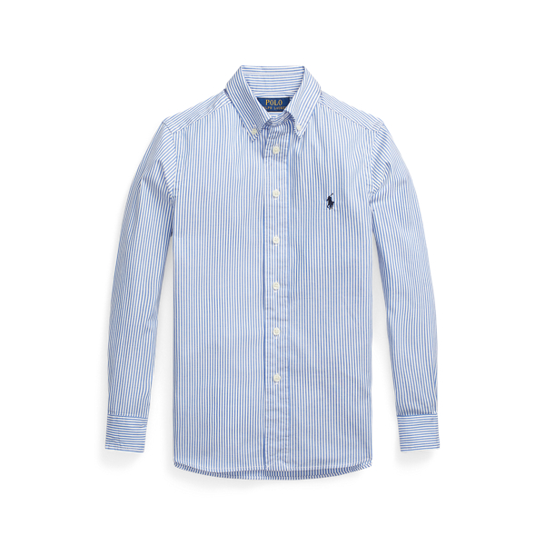 Shop Ralph Lauren Slim Striped Oxford Shirt In Blue