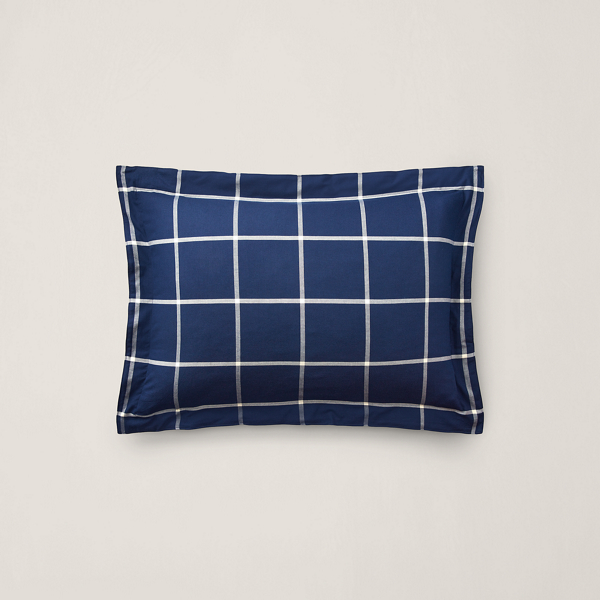 Polo Ralph Lauren Equestrian Windowpane Sham, Standard In Navy/cream