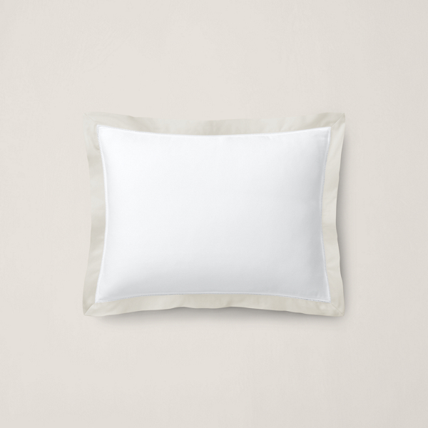 Ralph Lauren Organic Sateen Border Pillow In Parchment