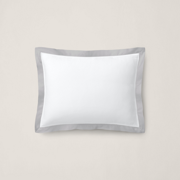 Shop Ralph Lauren Organic Cotton Sateen Border Pillow In True Platinum