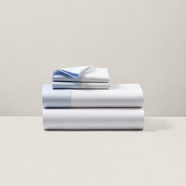 Polo Ralph Lauren Organic Cotton Sateen Border Sheeting In Blue Hyacinth