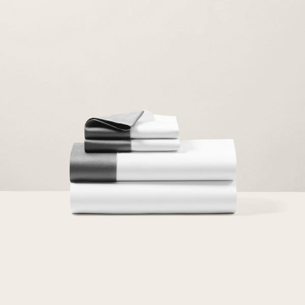 Polo Ralph Lauren Organic Cotton Sateen Border Sheeting In True Graphite