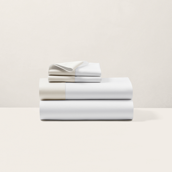 Polo Ralph Lauren Organic Cotton Sateen Border Sheeting In Parchment