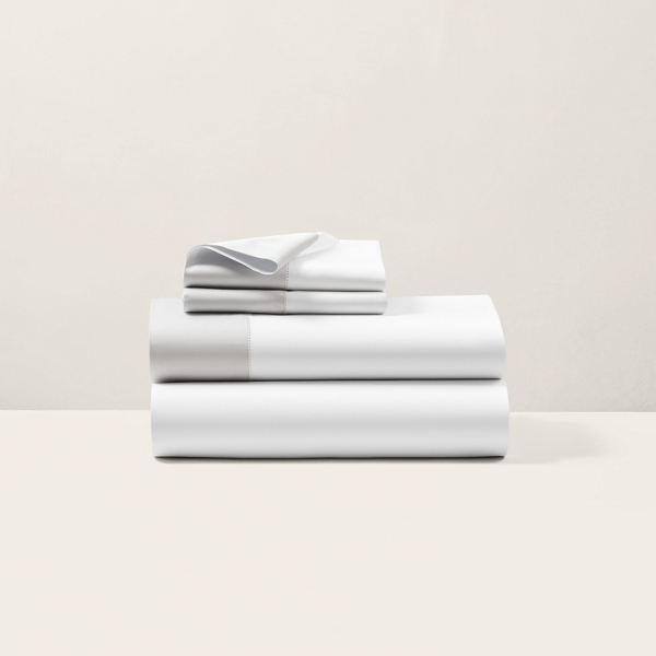 Ralph Lauren Organic Cotton Sateen Border Sheeting In True Platinum