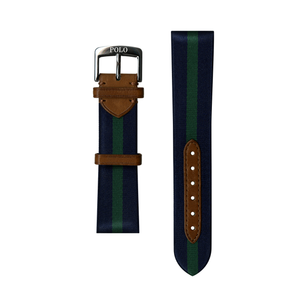 Bracelet de montre en soie rayée - Polo Ralph Lauren - Modalova