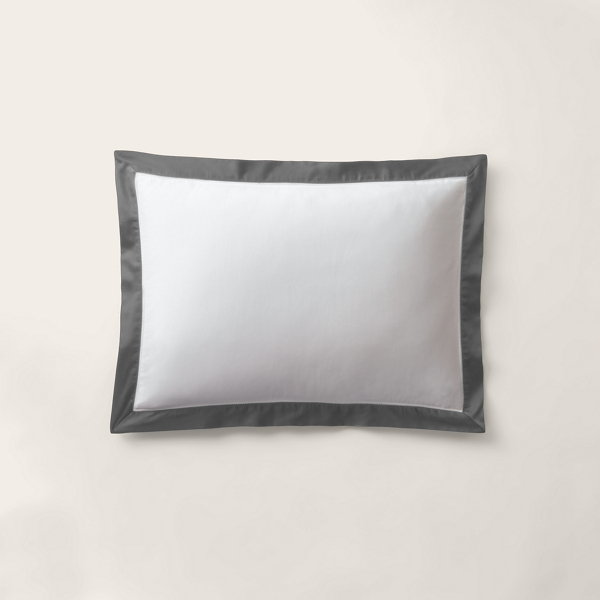 Ralph Lauren Organic Cotton Sateen Border Sham In True Graphite