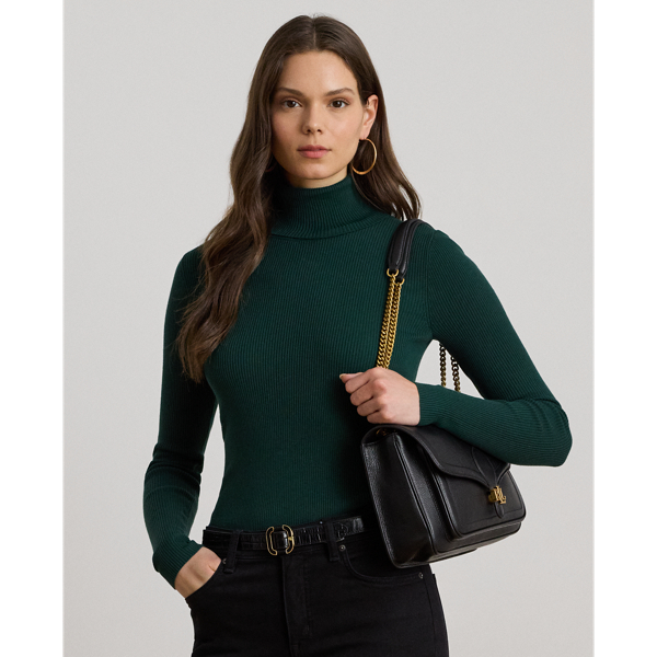 Ralph Lauren Ribbed Turtleneck Sweater In Green