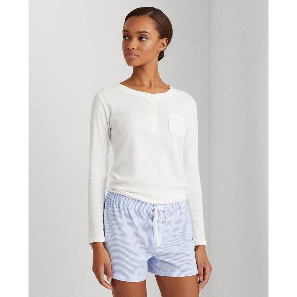 Ralph Lauren Striped Cotton-blend Sleep Short In Blue Stripe