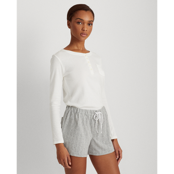 Ralph Lauren Striped Cotton-blend Sleep Short In Grey Stripe