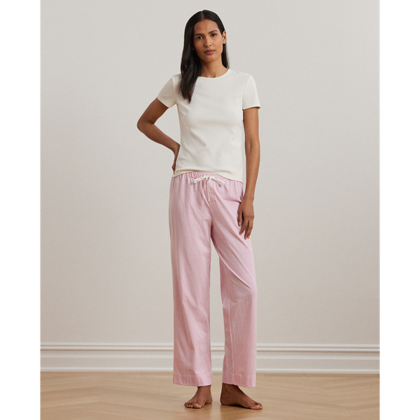 Shop Ralph Lauren Striped Jersey Pajama Pant In Pink Stripe